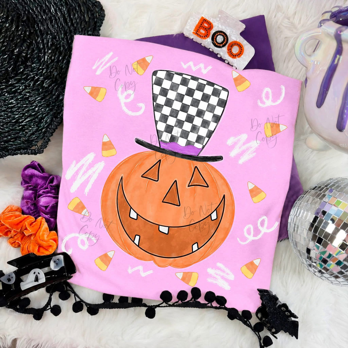 Checkered Charm Jack-O-Lantern Tee
