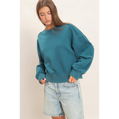 Starstruck Teal Star Sleeve Sweatshirt | Women’s Pullover