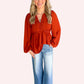 The Pumpkin Spice Rust Babydoll Blouse | Women’s Fall Top