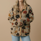 Corduroy Puff Flower Color Block Jacket