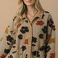 Corduroy Puff Flower Color Block Jacket