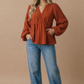The Pumpkin Spice Rust Babydoll Blouse | Women’s Fall Top