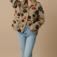 Corduroy Puff Flower Color Block Jacket