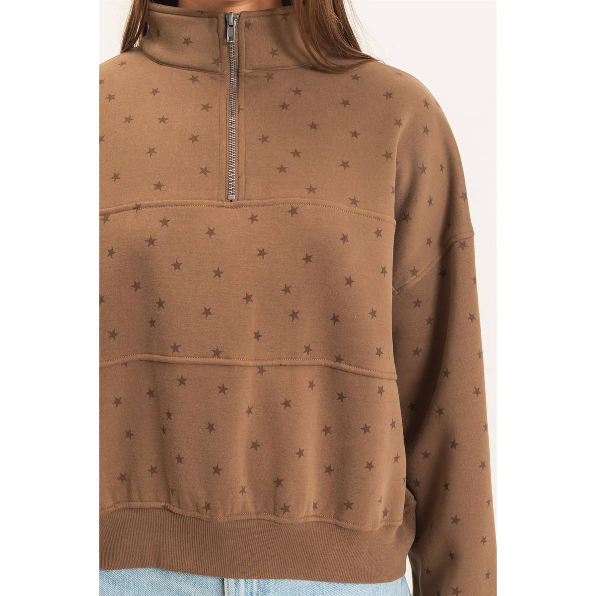 Written in the Stars Brown Quarter-Zip Pullover | Women’s Sweatshirt