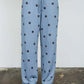 Polka Dot Textured Drawstring Wide Leg Pants