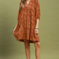 Paisley Print Puff Sleeve Babydoll Dress