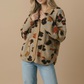 Corduroy Puff Flower Color Block Jacket