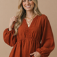 The Pumpkin Spice Rust Babydoll Blouse | Women’s Fall Top