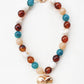 Dark Multi Large Acrylic Beaded with Gold Heart Charm 16"-18" Necklace