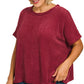 PLUS CHENILLE WAFFLE CAP SLEEVE SWEATER RED