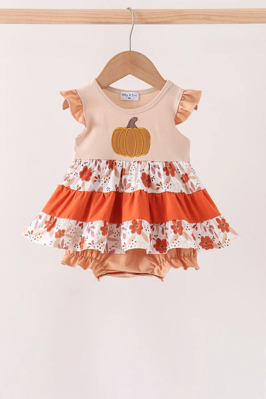 Floral Pumpkin Embroidery Ruffle