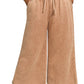 Plus acid wash fleece sweatpants with pockets rust
