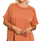 PLUS RAISED RIB CUFF SLEEVE RAW EDGE TOP