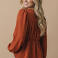 The Pumpkin Spice Rust Babydoll Blouse | Women’s Fall Top