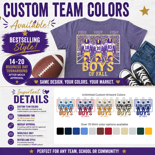**Custom Team Colors** Boys of Fall Kid's Football Tee