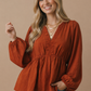 The Pumpkin Spice Rust Babydoll Blouse | Women’s Fall Top
