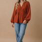 The Pumpkin Spice Rust Babydoll Blouse | Women’s Fall Top
