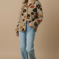 Corduroy Puff Flower Color Block Jacket