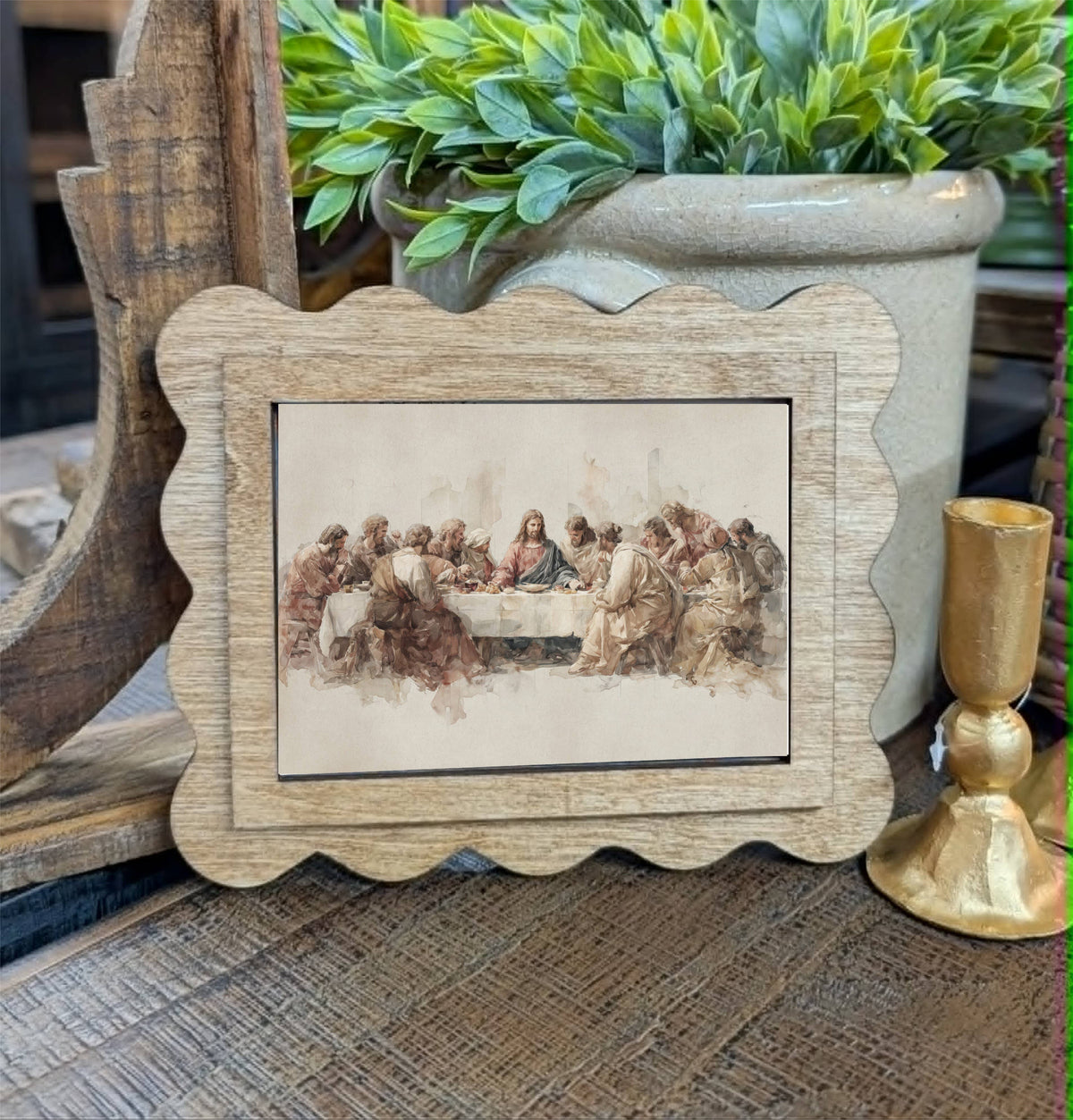 Scallop Last Supper Framed Canvas Art