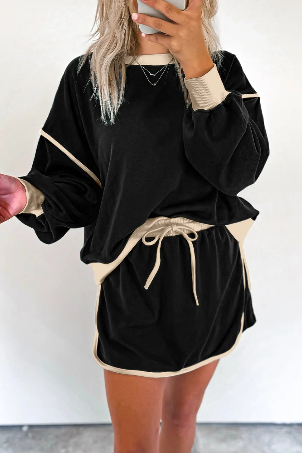Black/Tan Athletic Skort Set